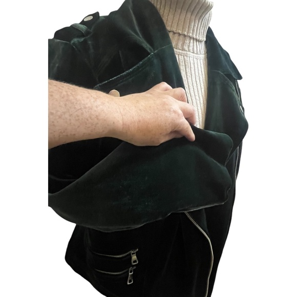 INC International Concepts Glam Velvet Green Moto Jacket Blazer Plus Size XXL - Picture 7 of 14